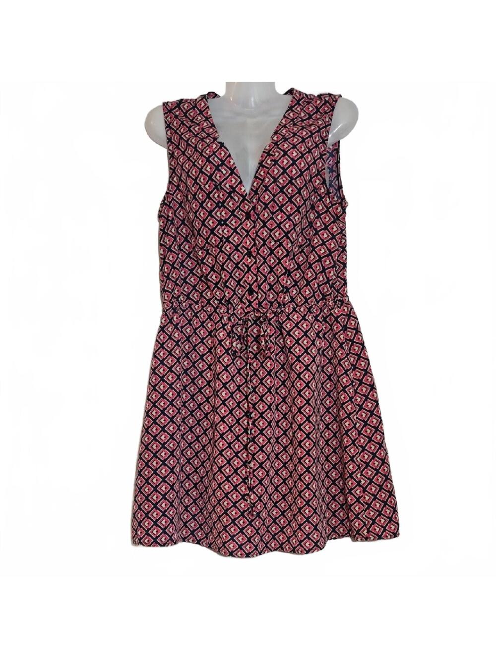 🎇 Francesca's Birdcage Pink Blue Geometric Print Sleeveless Sundress Sz Small
